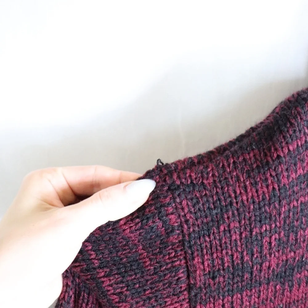 JOHN + JENN Burgundy Cable Knit Turtleneck Sweater - Picture 9 of 13